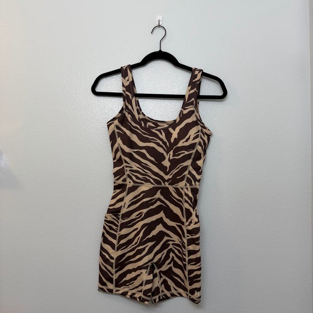 Active by Teal Dark Zebra Romper Size S